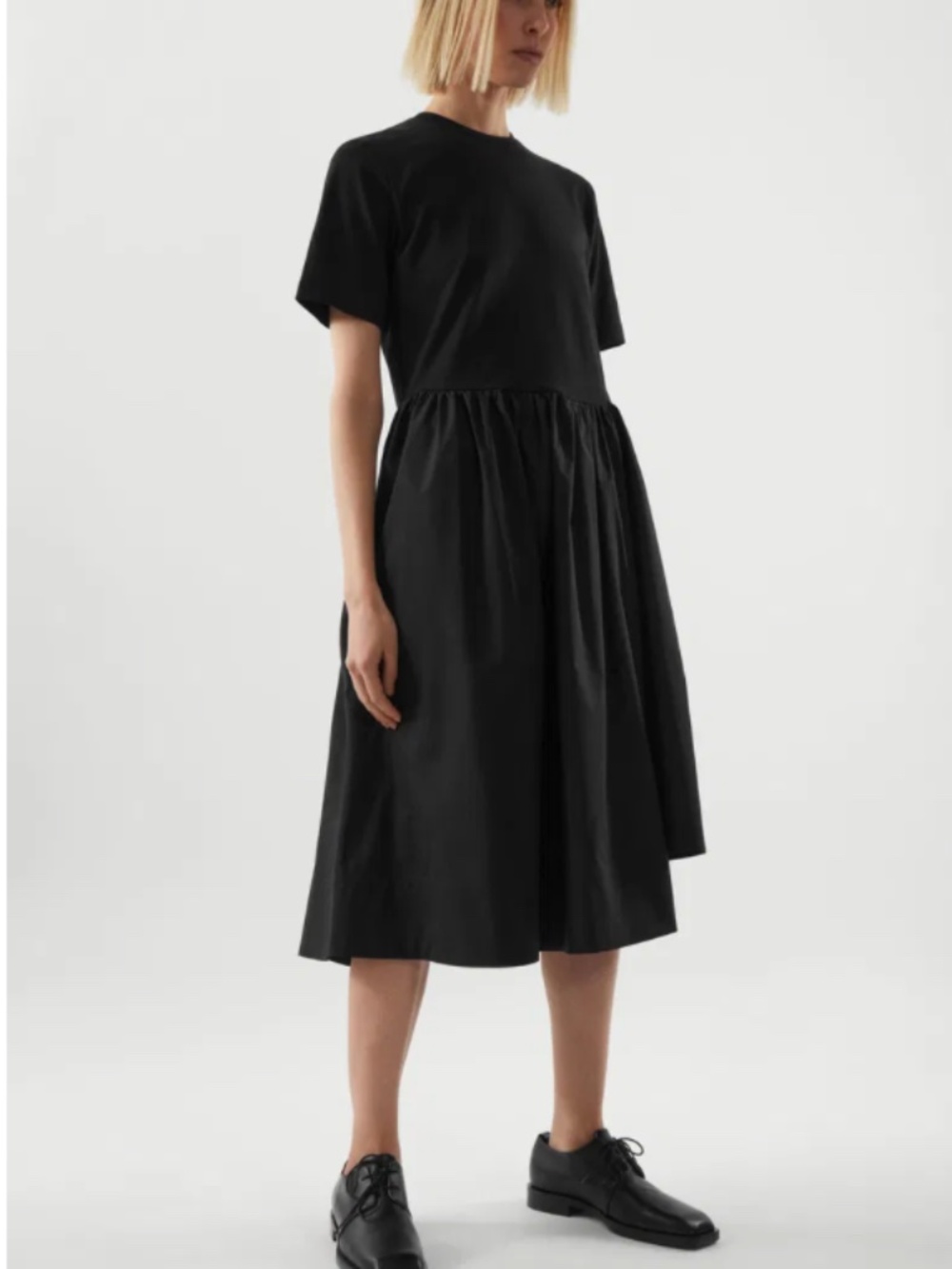 COS A-Line Contrast/ Asymmetrical Skirt Dress - Black - Size L